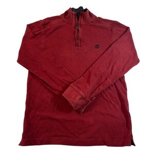Timberland Red 1/4 Zip Pullover Sweater Regular‎ Fit Men's Size Small Cotton